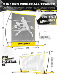 Pickleball Practice Rebounder Net: Portable 2in1 Trainer for Indoor Outdoor Dink Volley