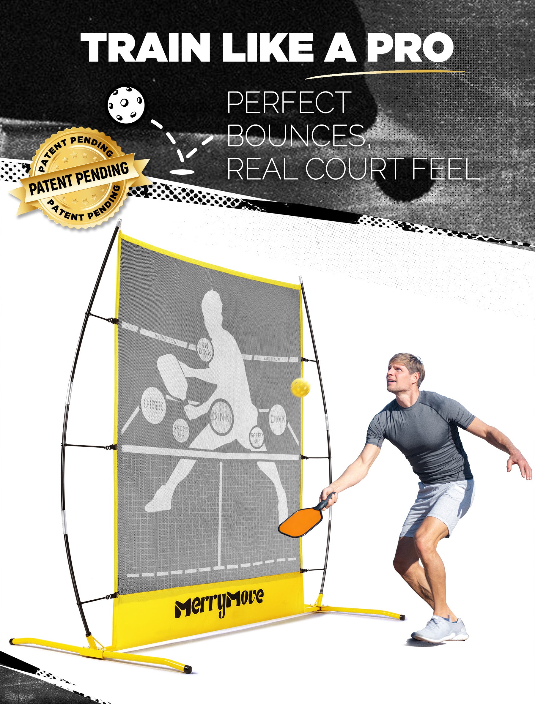Pickleball Practice Rebounder Net: Portable 2in1 Trainer for Indoor Outdoor Dink Volley