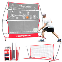 Pickleball Practice Rebounder for Training: Red Pickle Ball Net Training Equipment for Solo Practice - 6FT Mini Pickleball Net for Outdoor Driveway Backyard and Indoor Garage