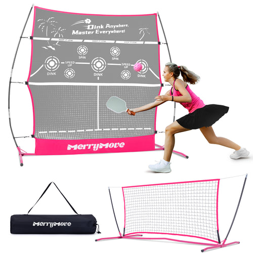 Pickleball Rebound Net for Practice: Pink Pickleball Net Training Aid for Launcher Portable for Outdoor Backyard Driveway - Pickle Ball Gifts for Women Teens Adults