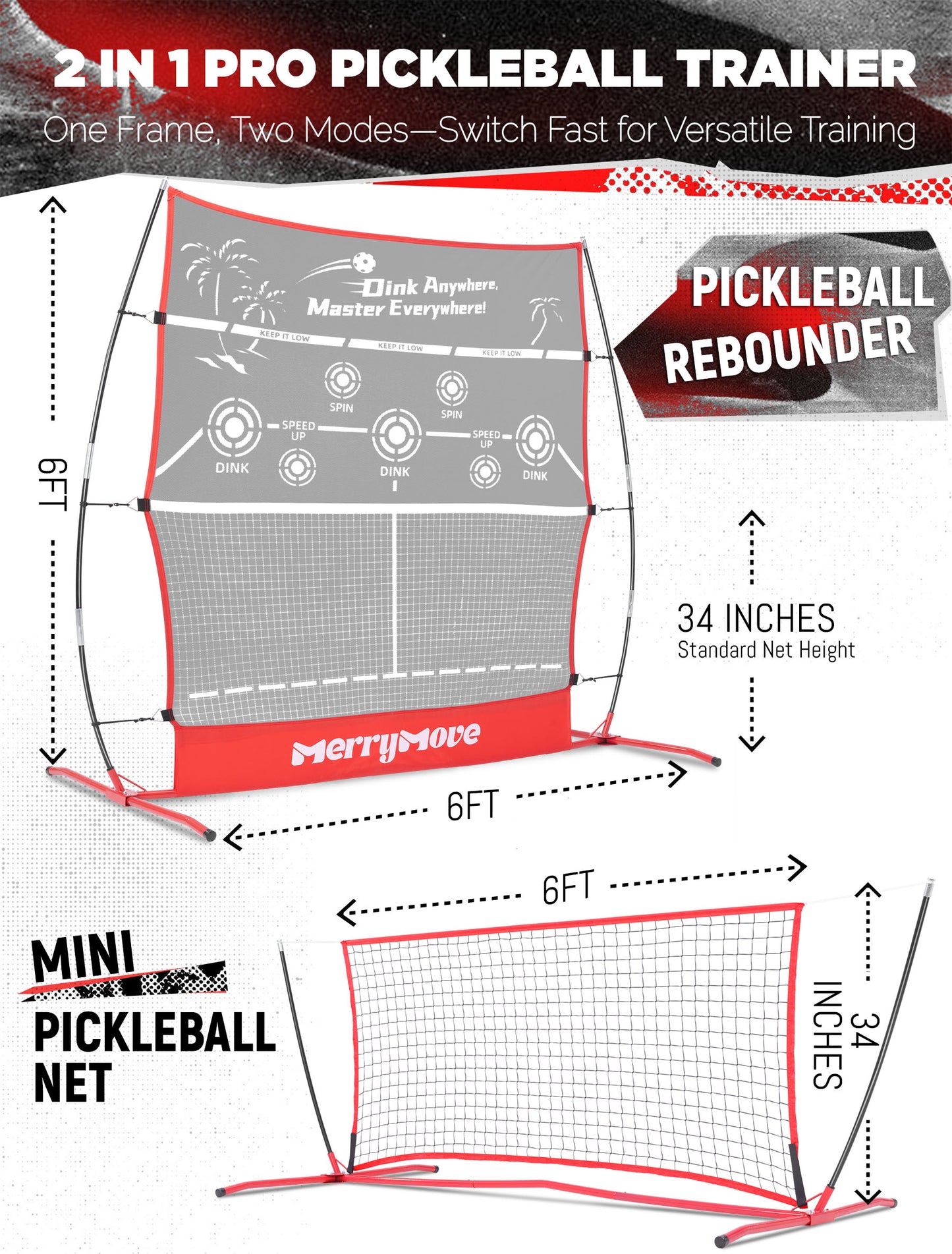 Pickleball Practice Rebounder: 2in1 Pickle Ball Equipment