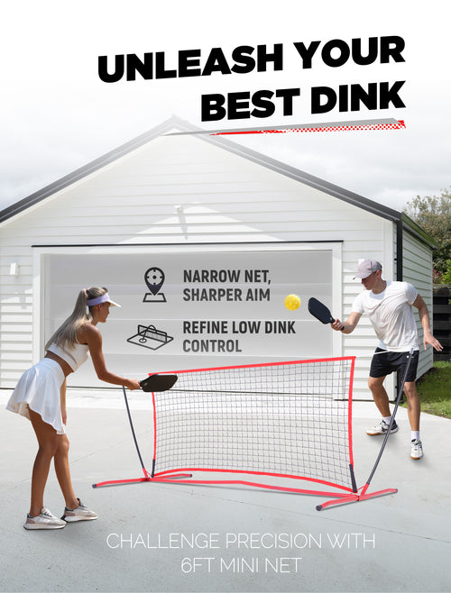 Pickleball Practice Rebounder for Training: Red Pickle Ball Net Training Equipment for Solo Practice - 6FT Mini Pickleball Net for Outdoor Driveway Backyard and Indoor Garage