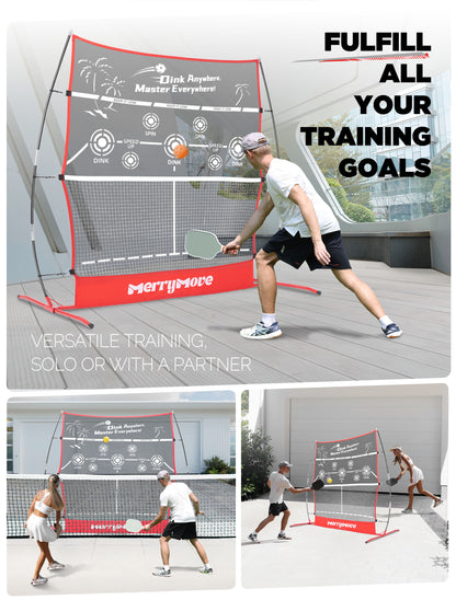Pickleball Practice Rebounder for Training: Red Pickle Ball Net Training Equipment for Solo Practice - 6FT Mini Pickleball Net for Outdoor Driveway Backyard and Indoor Garage