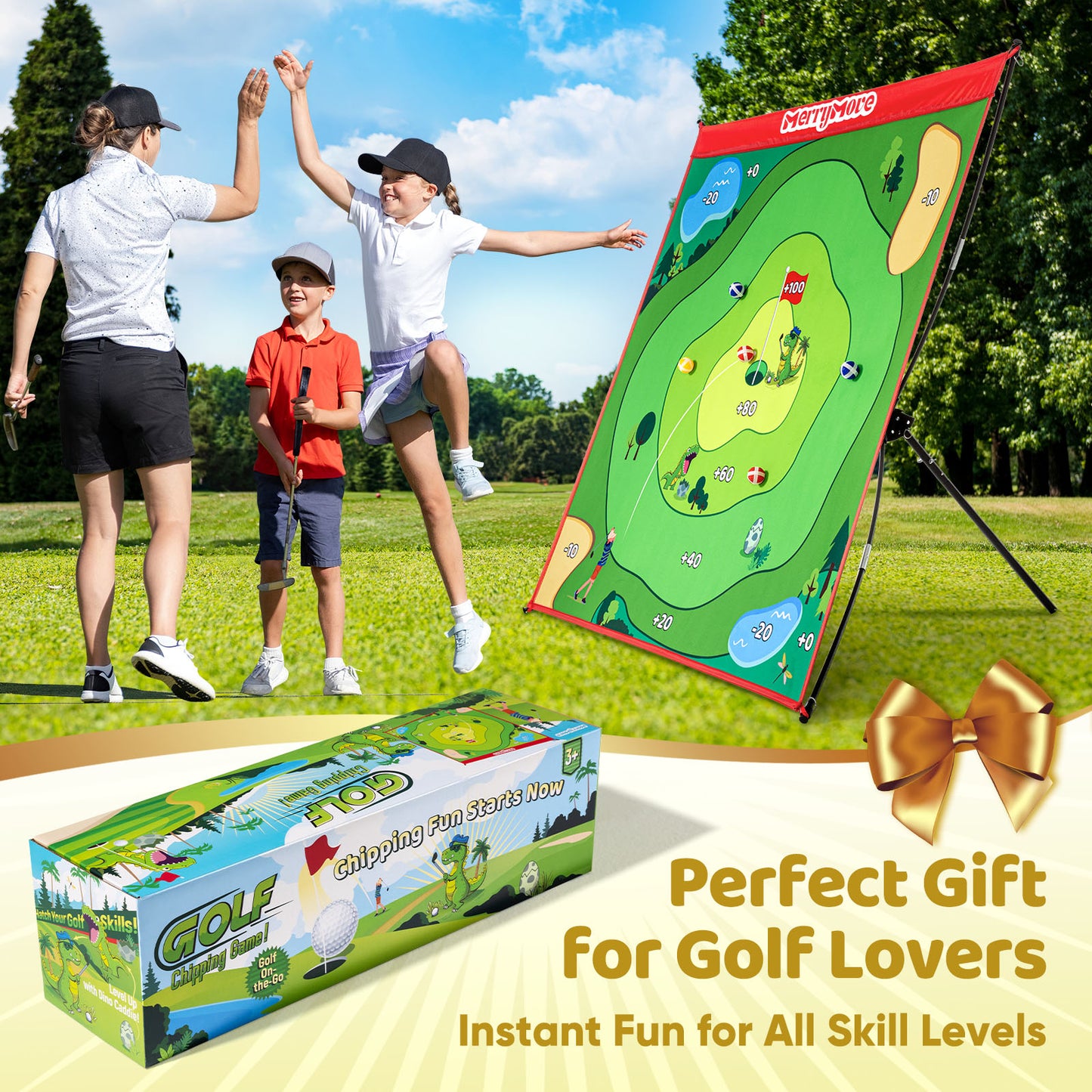 Golf Chipping Game Set : Portable 6-Angle Adjustable Practice Mat Set with 20 Sticky Balls for Indoor Outdoor Training & Family Fun (Golf Club Not Included)