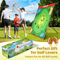 Golf Chipping Game Set : Portable 6-Angle Adjustable Practice Mat Set with 20 Sticky Balls for Indoor Outdoor Training & Family Fun (Golf Club Not Included)